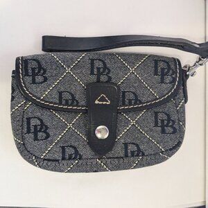 DOONEY & BOURKE Signature Canvas Leather Wristlet Black & Gray